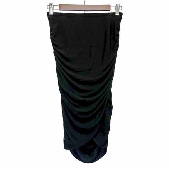 Stem Midi Skirt Tencel Lyocell Knit Ruched Black Size XS - Picture 7 of 7